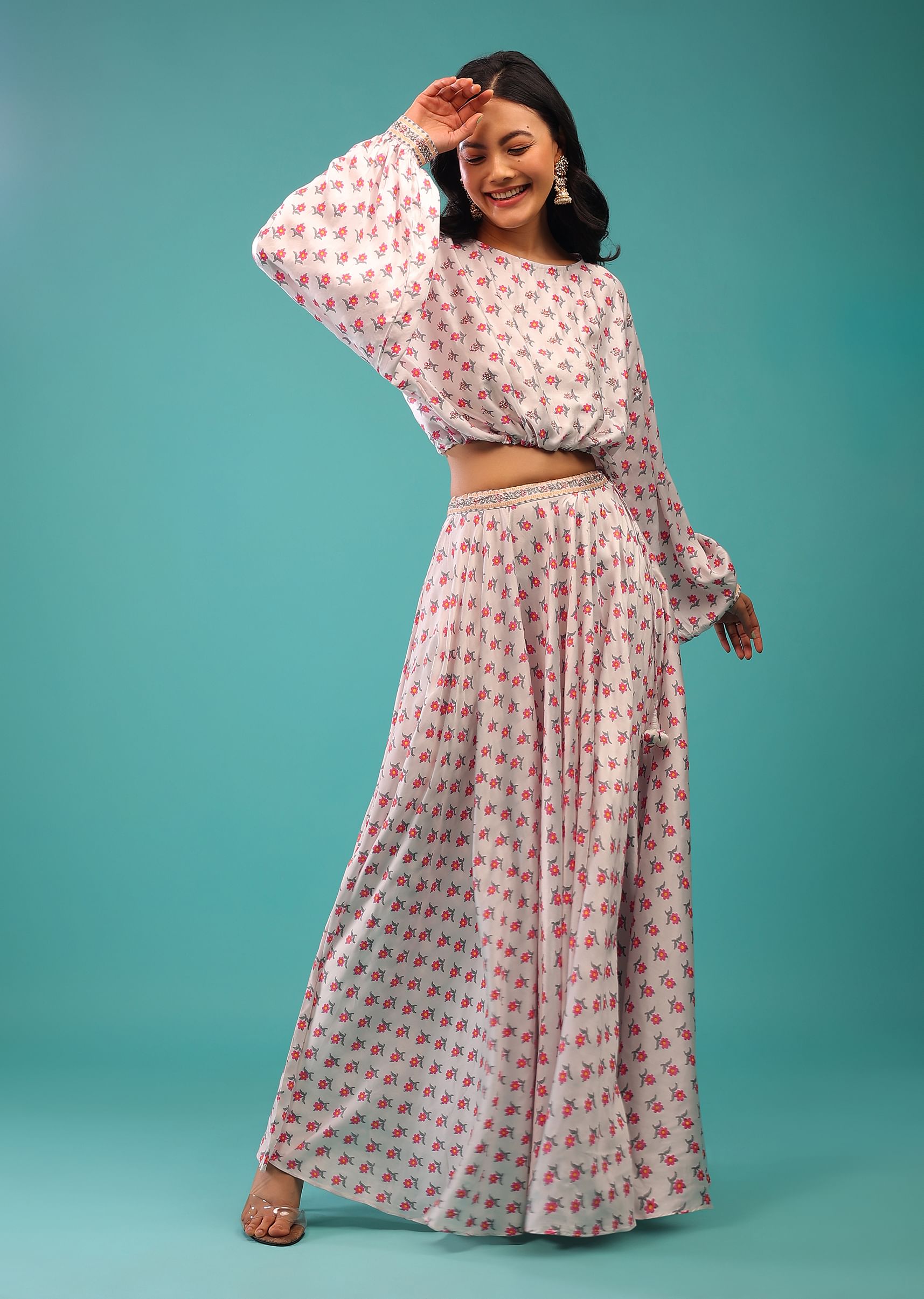 Floral skirt and crop top indian on sale