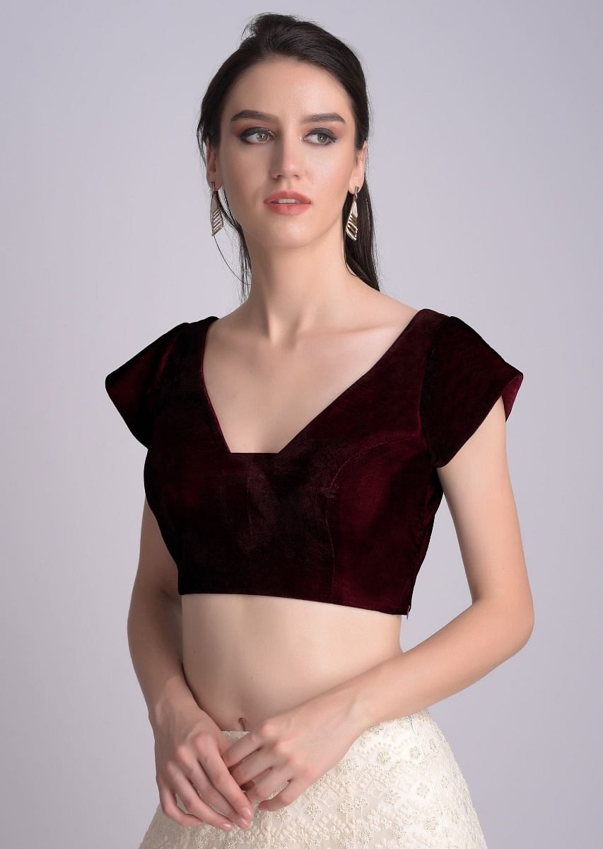 全国送料無料・イイ店 wine-blouse-in-velvet-with- トップス