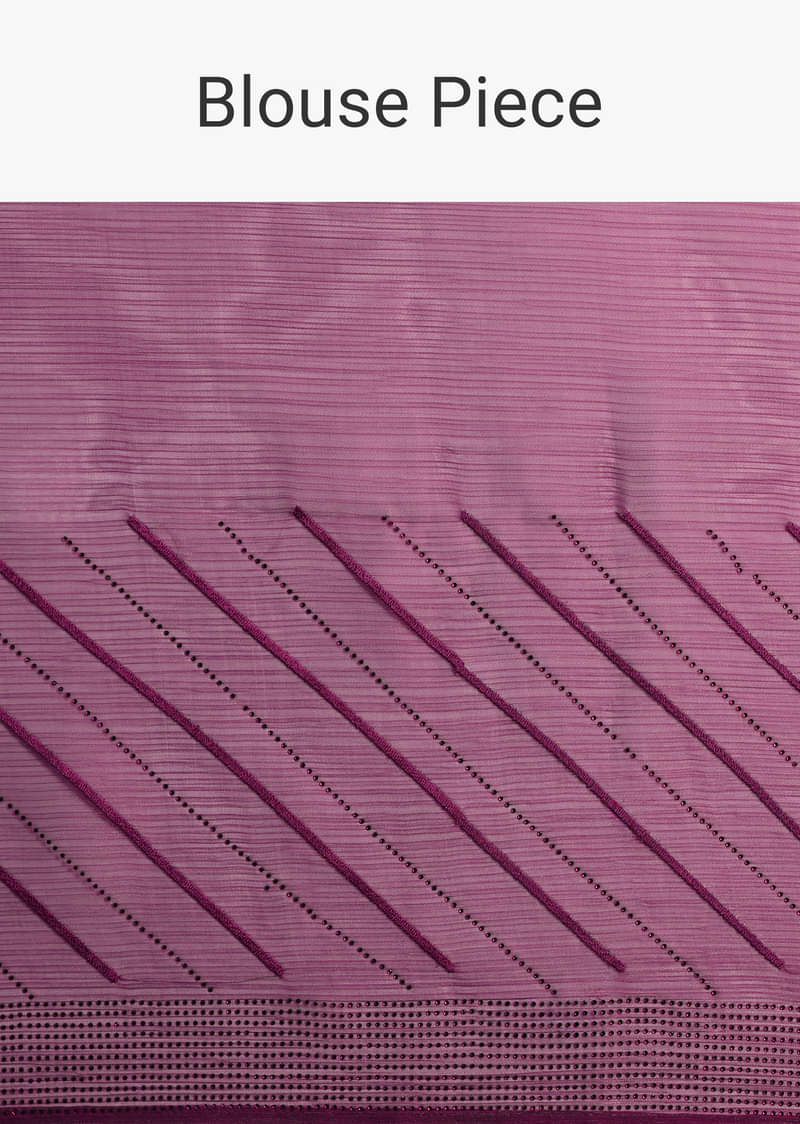 Wine Glass Tissue Saree In Swarovski With Unstitched Blouse