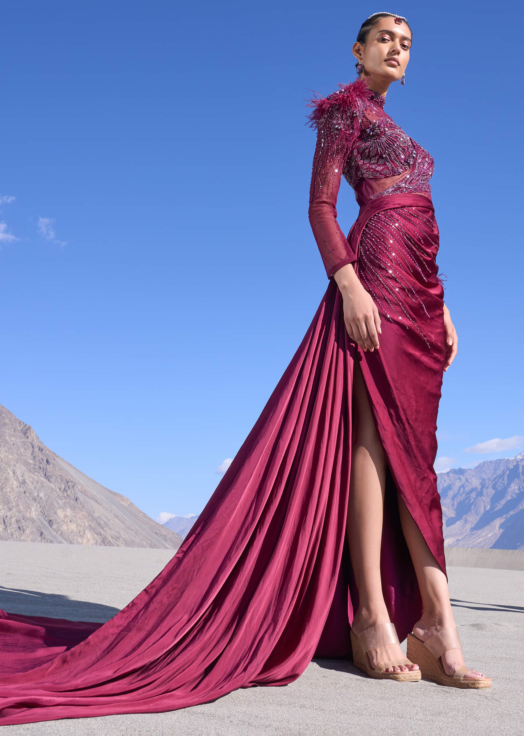 Herlipto Bicolor Draped Dress