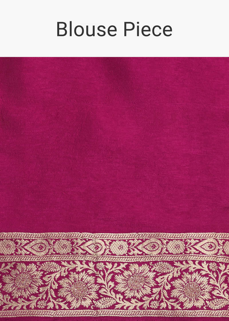 Wine Silk Saree with Butta Detail And Unstitched Blouse Piece