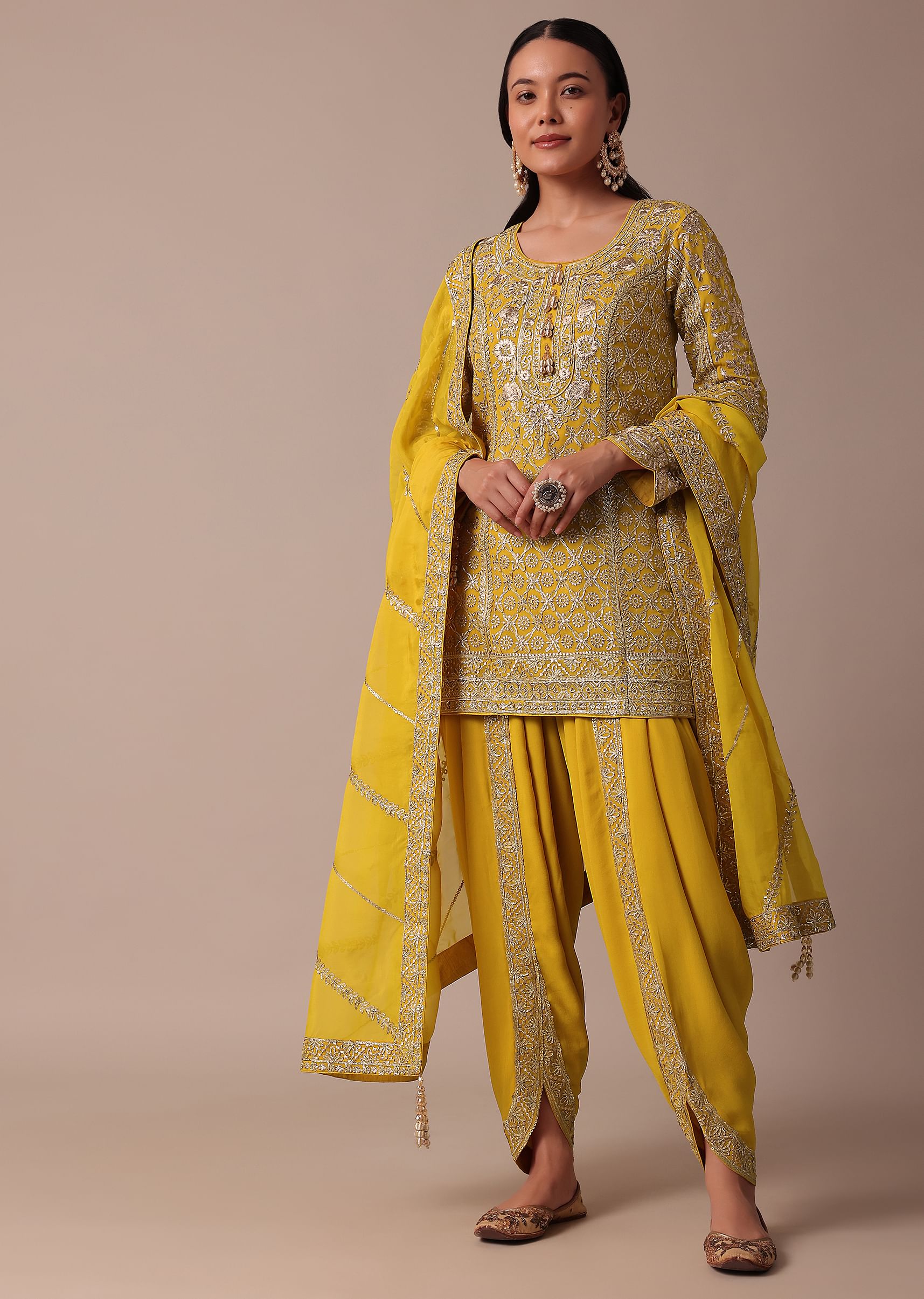 Yellow dhoti dress cheap