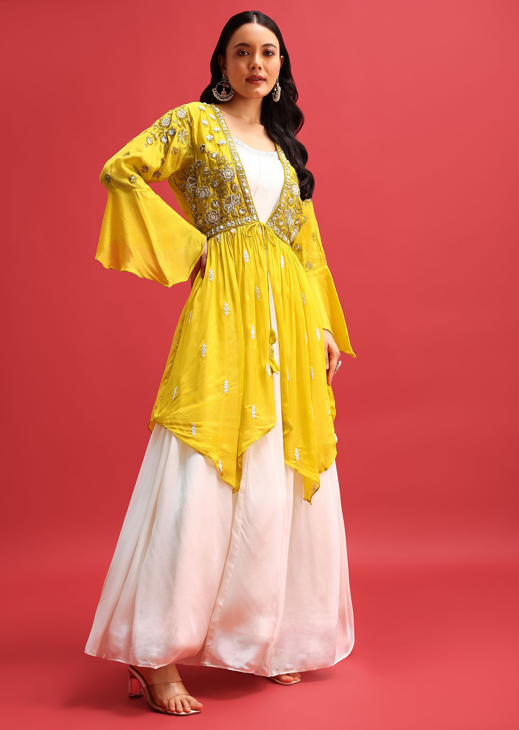 Yellow gown with jacket sale