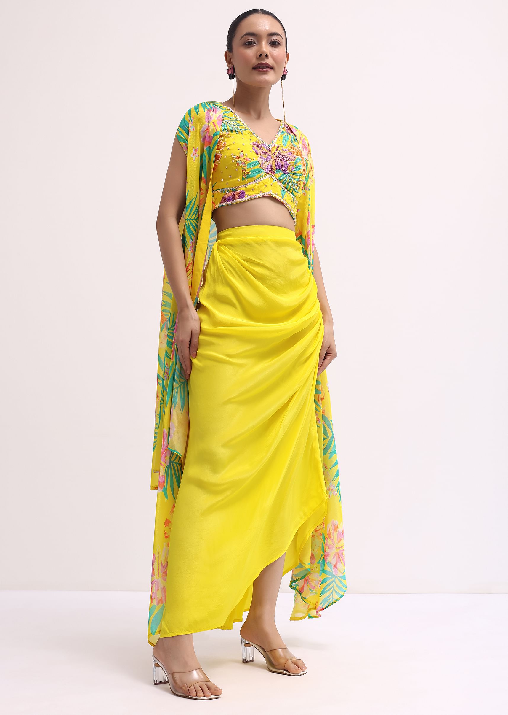 Yellow satin crop top discount
