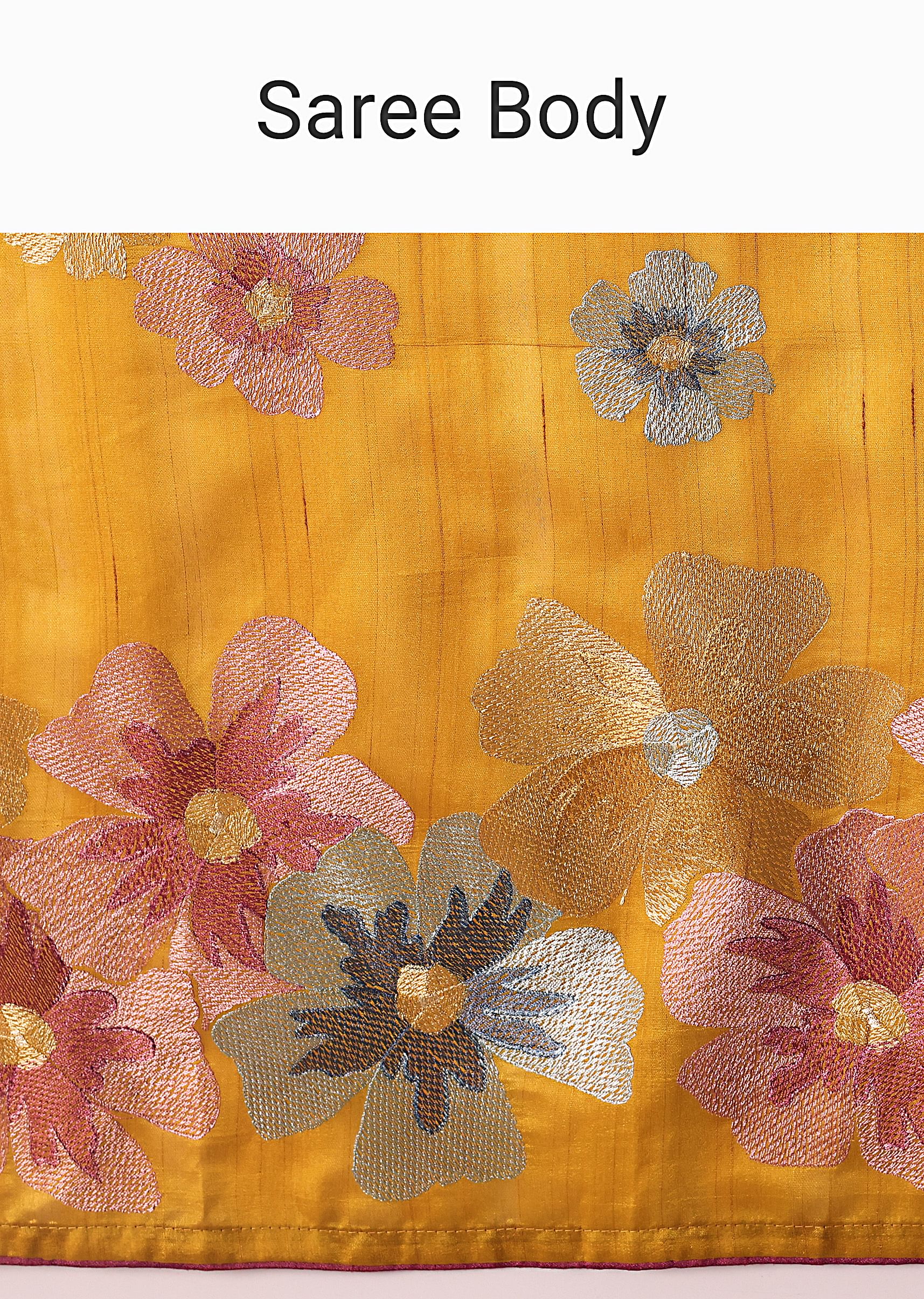 Buy Yellow Semi Tussar Silk Saree With Resham Thread