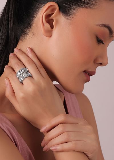 Buy Swarovski Rick-Rack Cocktail Ring In 92.5 Sterling Silver