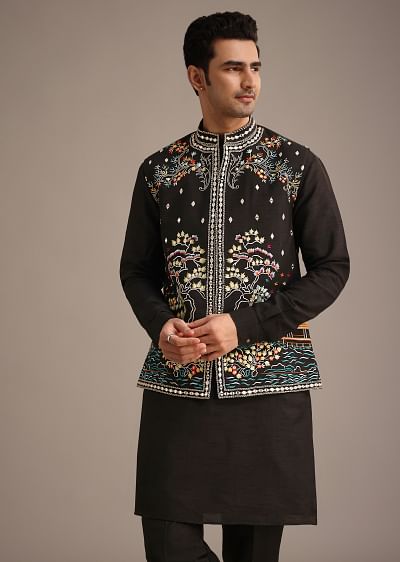 Buy Black Handwork Jodhpuri Kurta Set with Dupatta Buy Black Handwork Jodhpuri Kurta Set with Dupatta