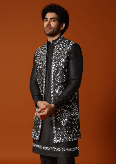 Buy Timeless Black Short Kurta With Intricately Embroidered