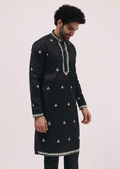 Buy Timeless Black Pathani Kurta Set | KALKI Fashion Global