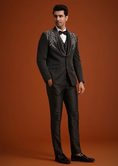 Buy Black Hand Embellished Tuxedo Set