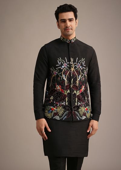 Buy Black Handwork Jodhpuri Kurta Set with Dupatta Buy Black Handwork Jodhpuri Kurta Set with Dupatta