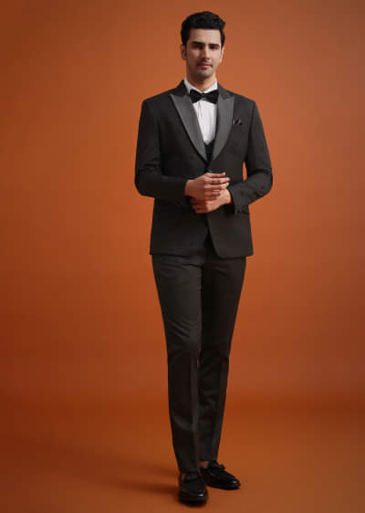 Buy Black Tuxedo And Shirt Set With Pocket Square