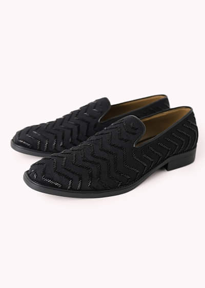 Black Velvet Juttis With Cutdana Work