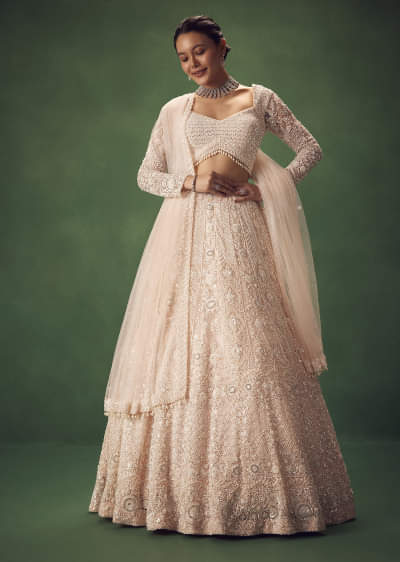 Blush Pink Sequin Work Lehenga Set