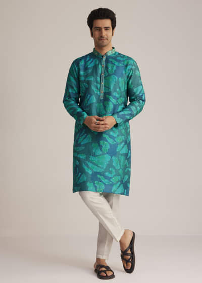 Bottle Green Printed Kurta Set