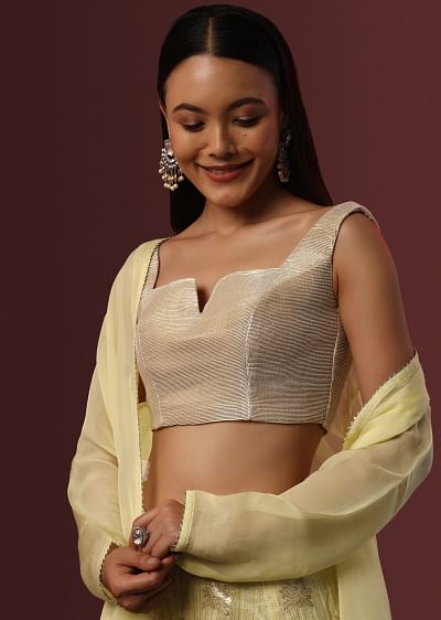 Buy Off White Sleeveless Blouse In Brocade Silk With Woven Buy Off White Sleeveless Blouse In Brocade Silk With Woven