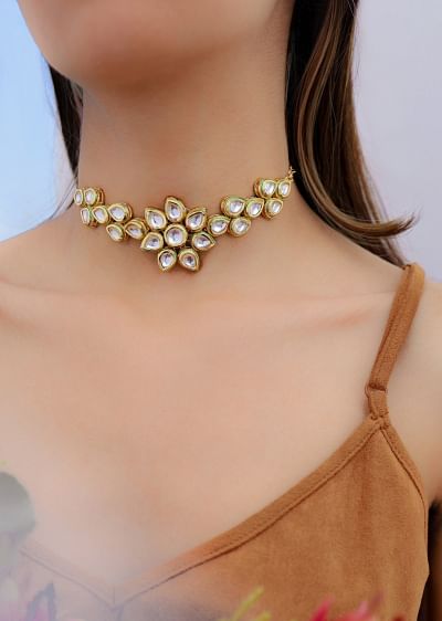 Triple layer gold plated kundan necklace only on kalki discount