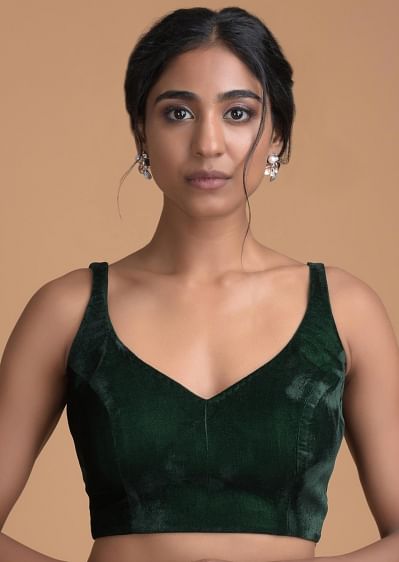Buy Navy Blue Blouse In Velvet With A Trapeze Neck And Buy Navy Blue Blouse In Velvet With A Trapeze Neck And