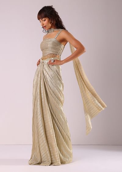 Golden saree gown online
