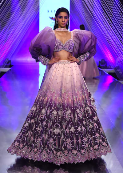 Buy Aqua Blue Gown With Frilled Layer In Embroidered Net And