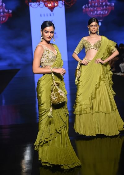 Club factory frill saree discount