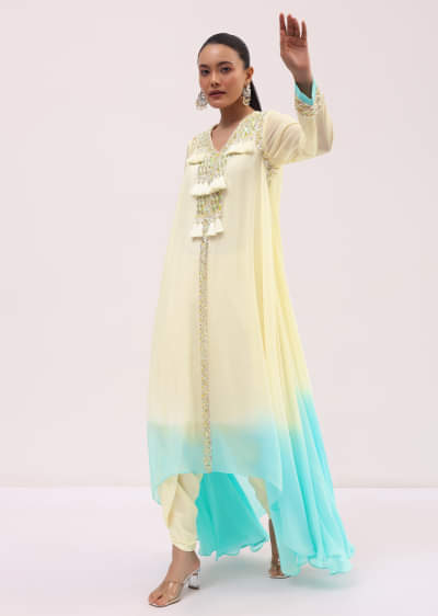 Buy Off White Lucknowi Georgette Anarkali Suit Set