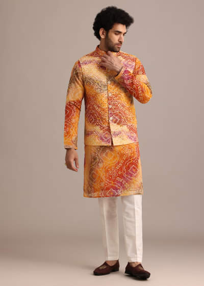 Buy Beige Thread Embroidered Silk Kurta Jacket Set For Men Buy Beige Thread Embroidered Silk Kurta Jacket Set For Men