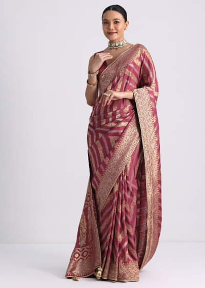 Purple Dola Silk Saree with Zari Weave and Lace Border