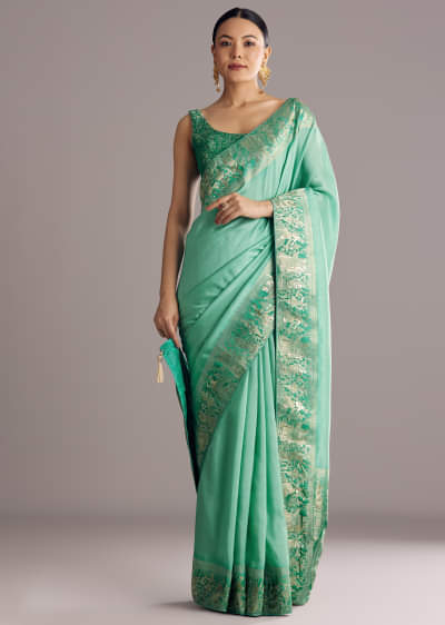 Rama Green Dola Silk Saree