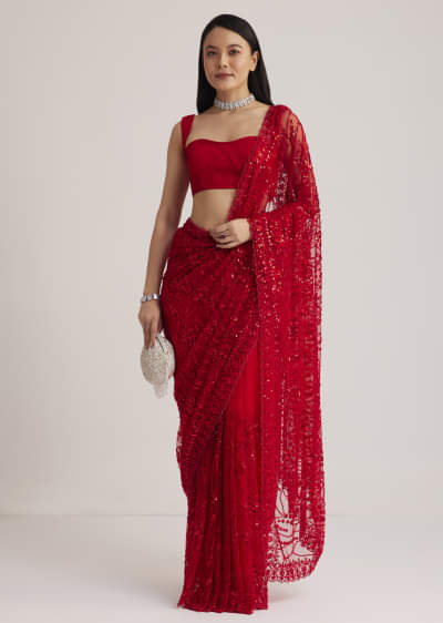 定番のお歳暮&冬ギフトの商品をすべ With Embroidered Heavy Saree Net Black Buy Sequins Stones And トップス