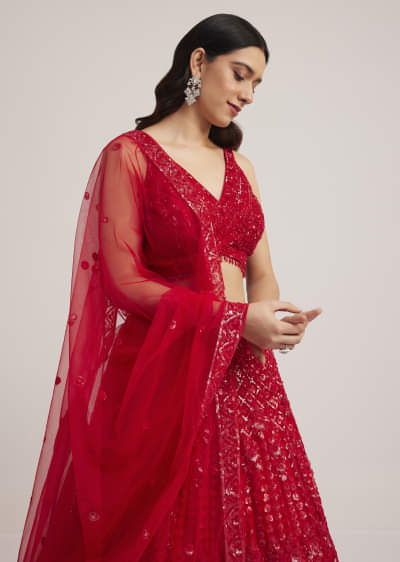 Buy Black Sequin Embellished Lehenga Choli Set With Cape