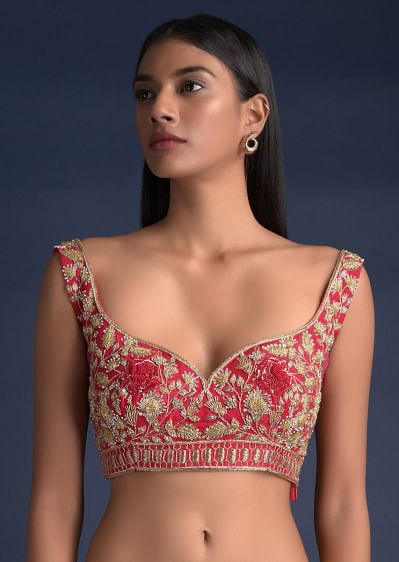 Buy Purple Blouse With Deep V Neckline