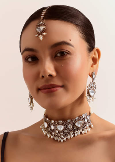 Buy Oxidised Silver Long Necklace With Intricately Carved Buy Oxidised Silver Long Necklace With Intricately Carved