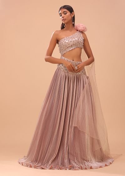 Buy Metallic Mint Green Gown In Shimmer Crush Fabric With A Buy Metallic Mint Green Gown In Shimmer Crush Fabric With A