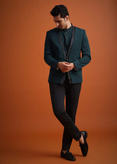 Buy Black Tuxedo Set With Pocket Square