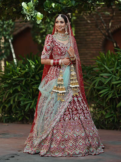 Buy Maroon Silk Velvet 16 Kali Lehenga And Zardosi Blouse Set