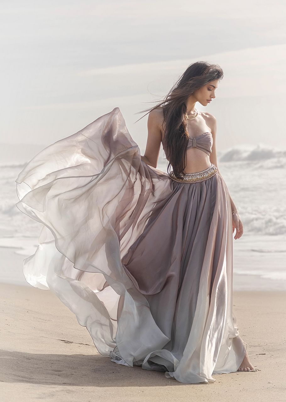 Dusty Brown Cowl Lehenga